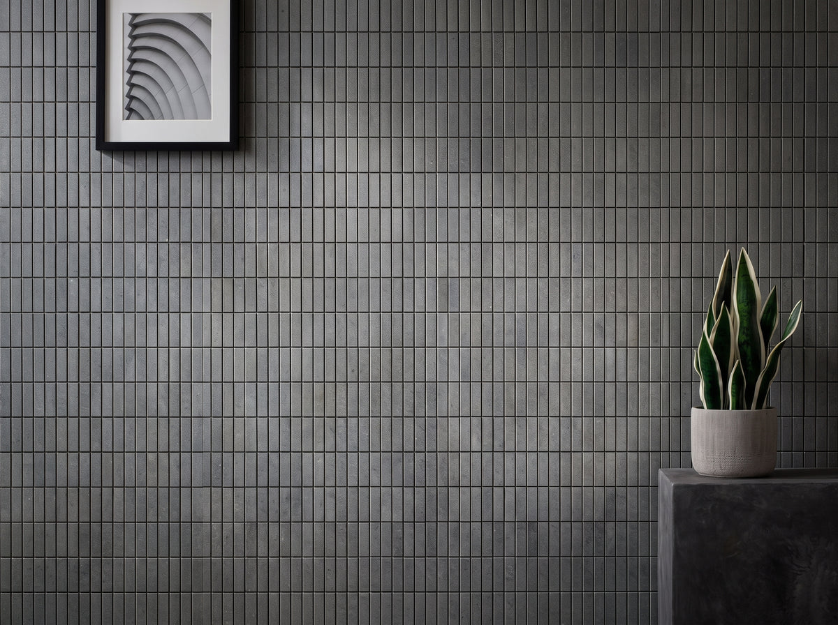 SOLID LAVA GREY Finger Honed Mosaic - Vulcano