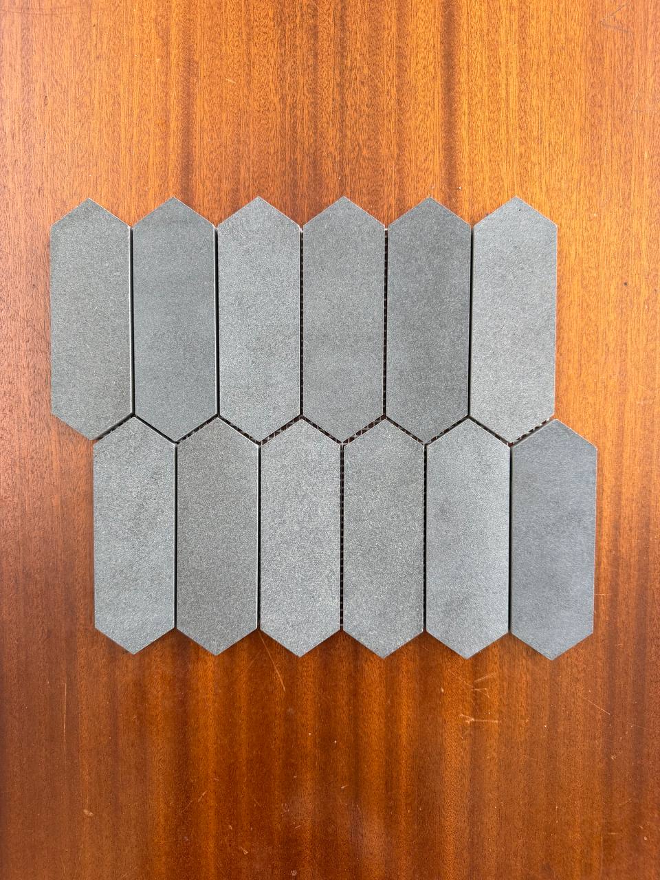 SOLID LAVA GREY Hex Flat Brushed Mosaic