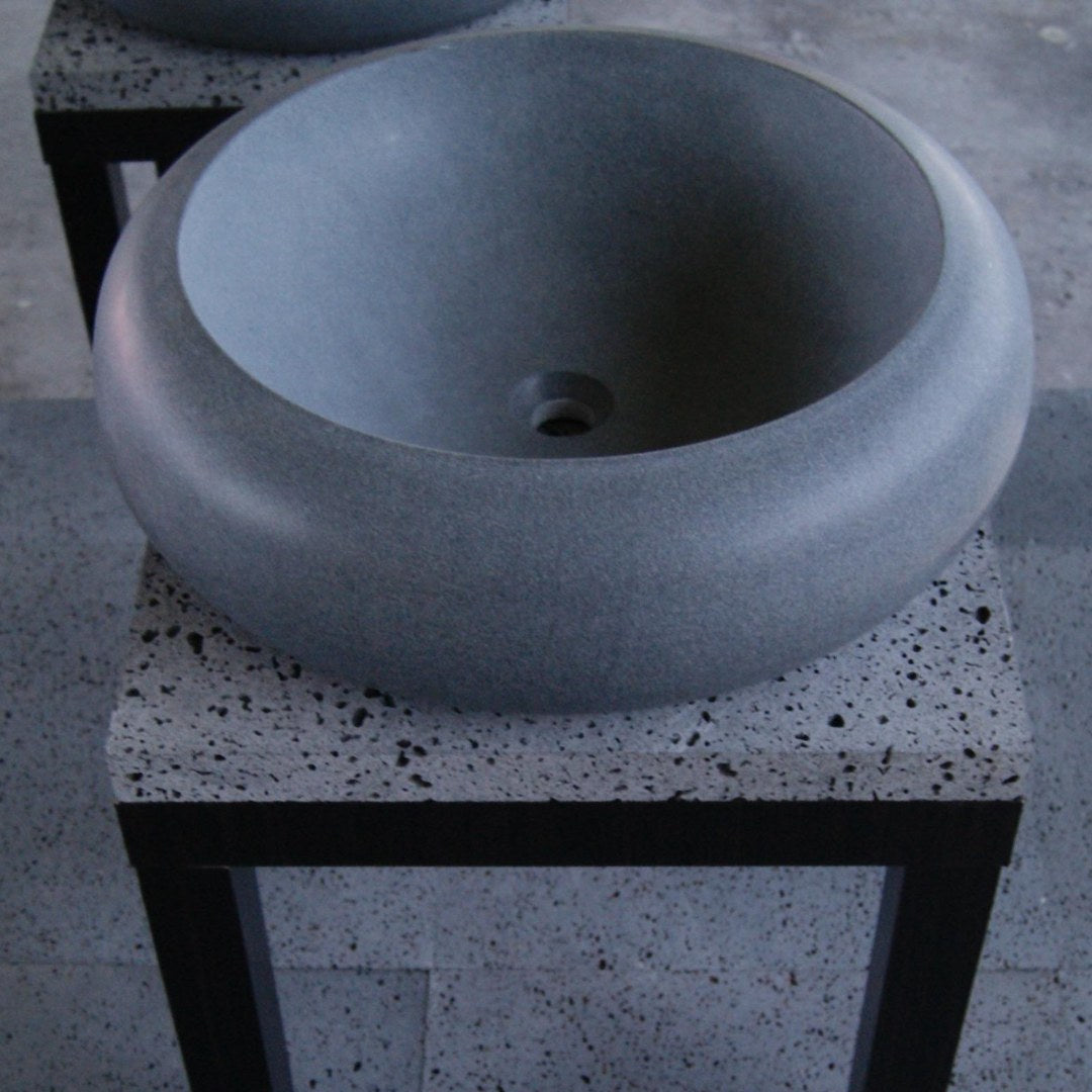 SOLID LAVA GREY Basalt Honed/Filled Cilindrical Fat & Basin Sink