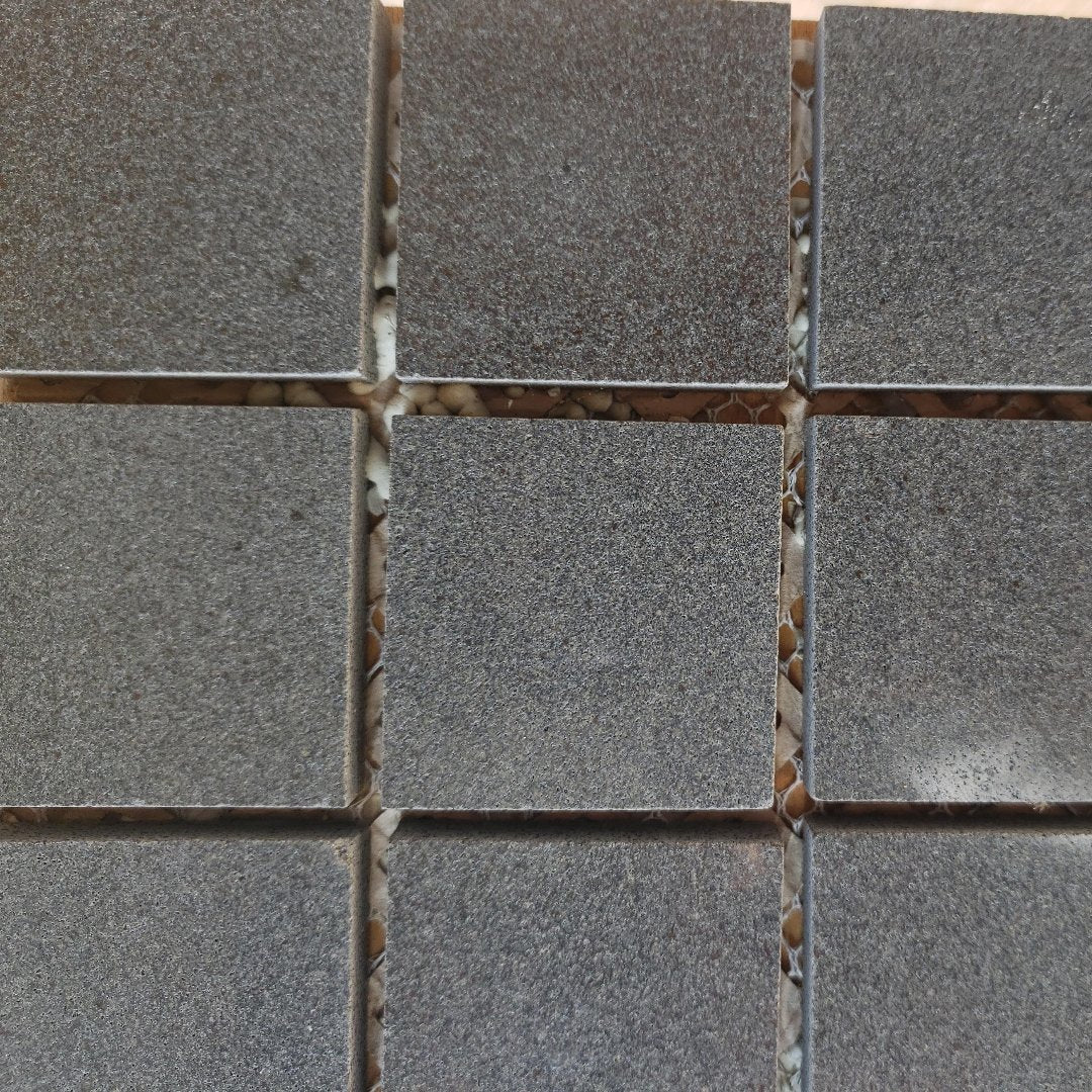 SOLID LAVA GREY Classic Squares 2"x2" on mesh 12"x12" Polished Mosaic - Havai'iano