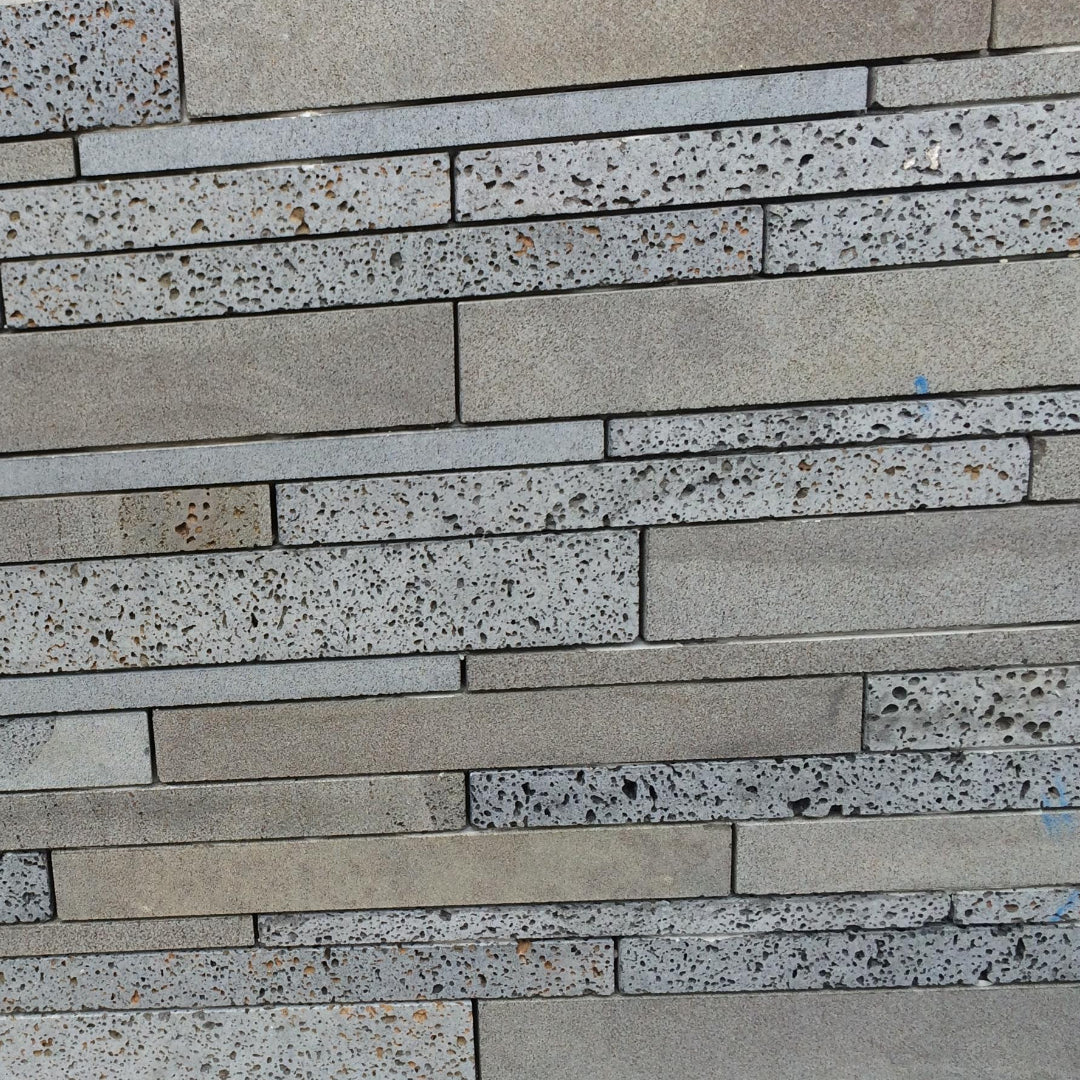 SOLID & PUKA LAVA GREY Basalt Saw Cut Straight Edge Wall Veneer
