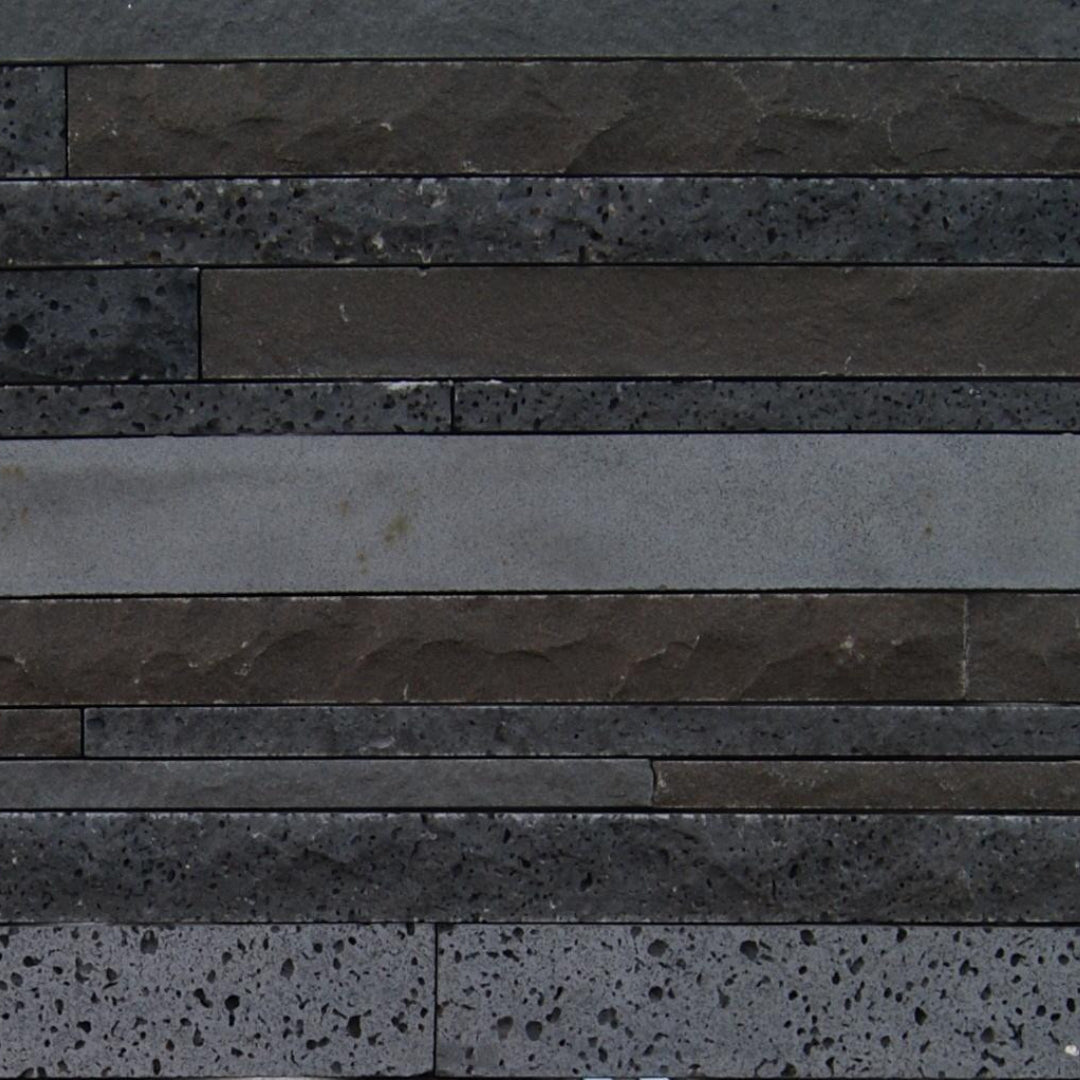 SOLID & PUKA LAVA GREY MIX Basalt Split-Face & Saw Cut Straight Edge Wall Veneer