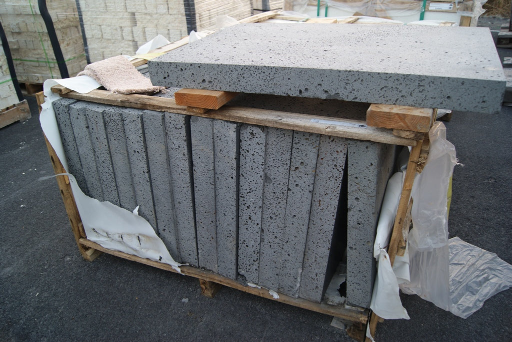 PUKA LAVA GREY - STRAIGHT, Basalt Saw Cut - 36" x 24" x 3" thick Paver