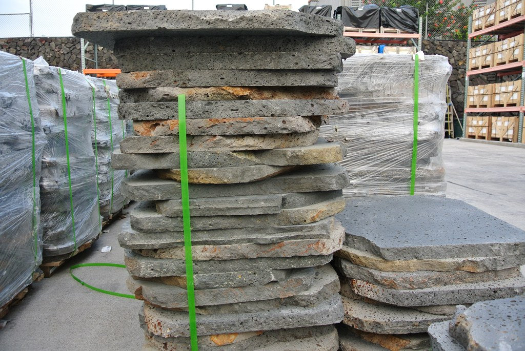 PUKA LAVA GREY - SQUARE RANDOM, Basalt Brushed - 24" diameter x 1.5" thick Paver