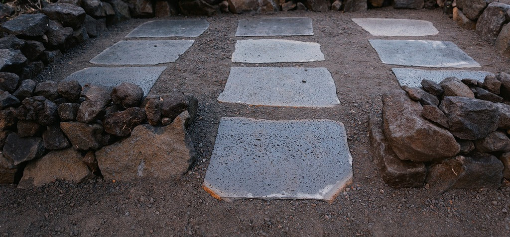 PUKA LAVA GREY - SQUARE RANDOM, Basalt Brushed - 24" diameter x 1.5" thick Paver