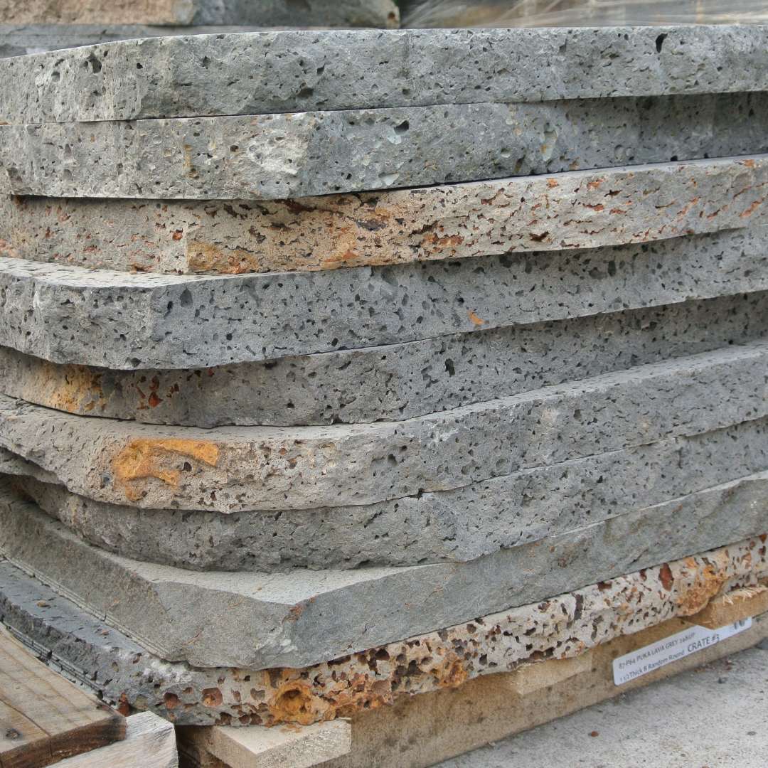 PUKA LAVA GREY - SQUARE RANDOM, Basalt Brushed - 24" diameter x 1.5" thick Paver