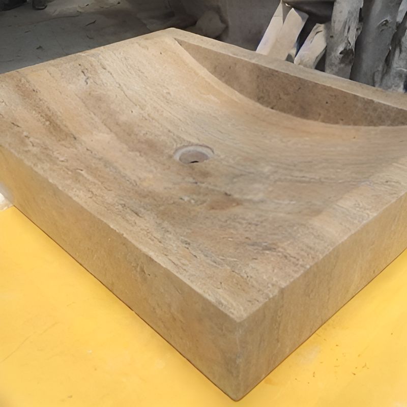 LIGHT WALNUT Concave Rectangular Overmount Honed-filled Sink