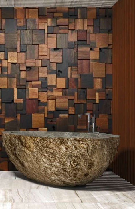 MOLOKAI River Stone Honed/Filled interior & Natural exterior Bathtub