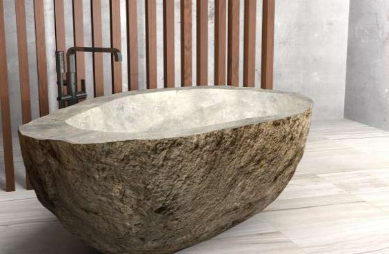 MOLOKAI River Stone Honed/Filled interior & Natural exterior Bathtub
