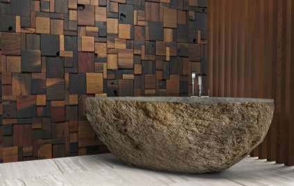 MOLOKAI River Stone Honed/Filled interior & Natural exterior Bathtub