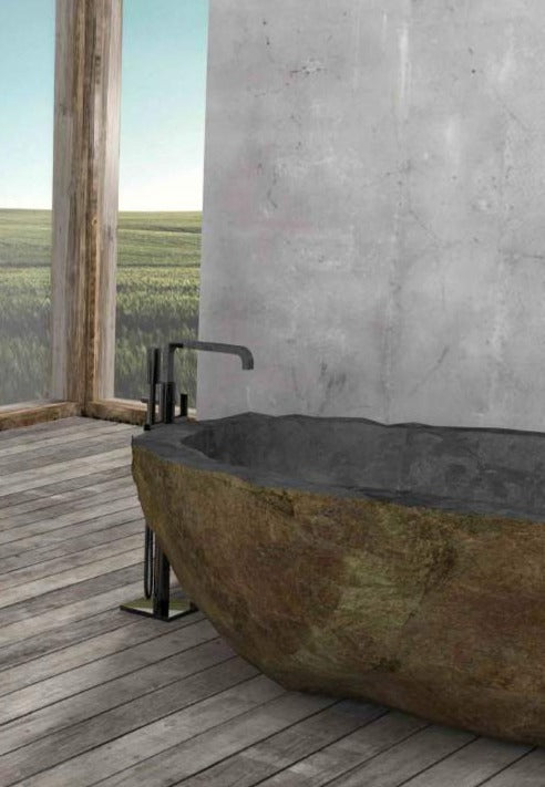 MOSSWOOD River Stone Honed/Filled interior & Natural exterior Bathtub