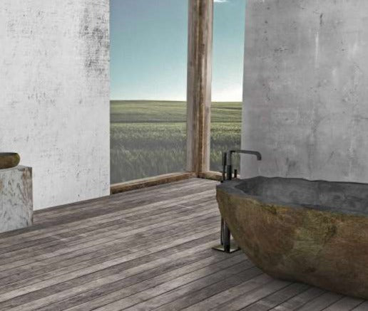 MOSSWOOD River Stone Honed/Filled interior & Natural exterior Bathtub