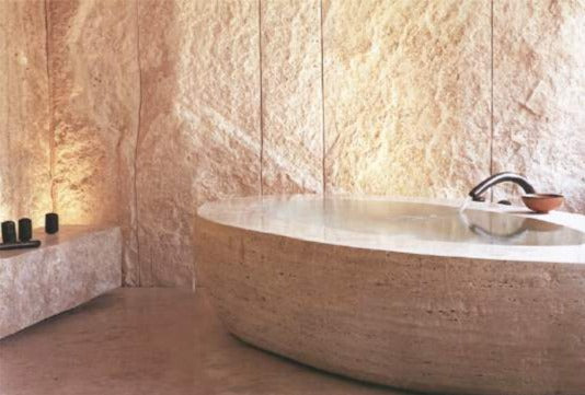 OASIS Travertine Honed/Filled Long-Oval Bathtub