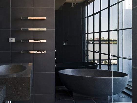 BLACK Basalt Honed/Filled Oval Bathtub