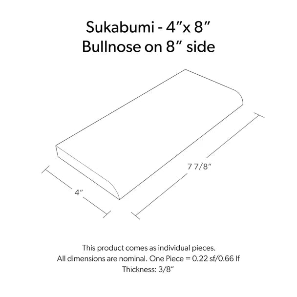 SUKABUMI SELECT 8x4, BULLNOSE ON 8" Honed