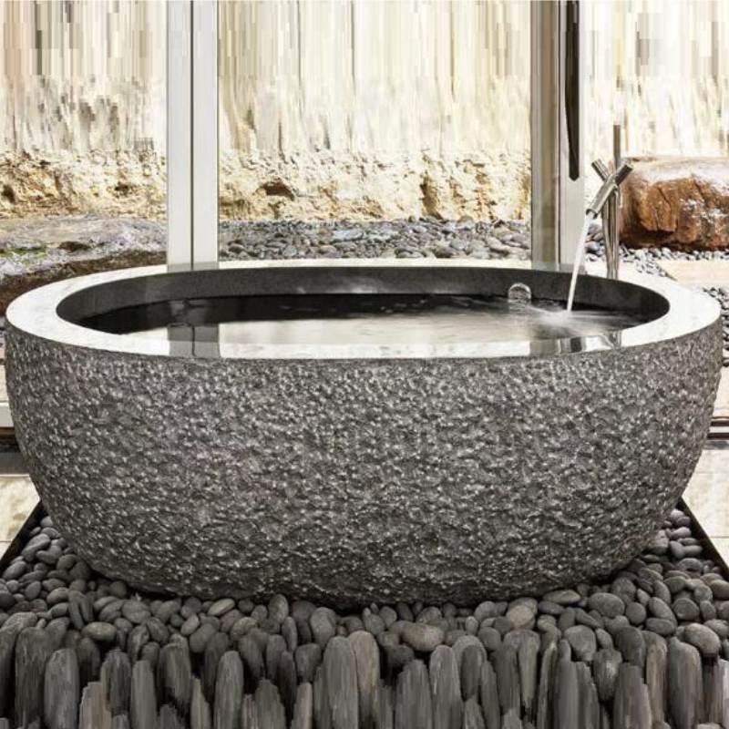 Northern Solid Black basalt Bathtub Hawaii Stone Imports