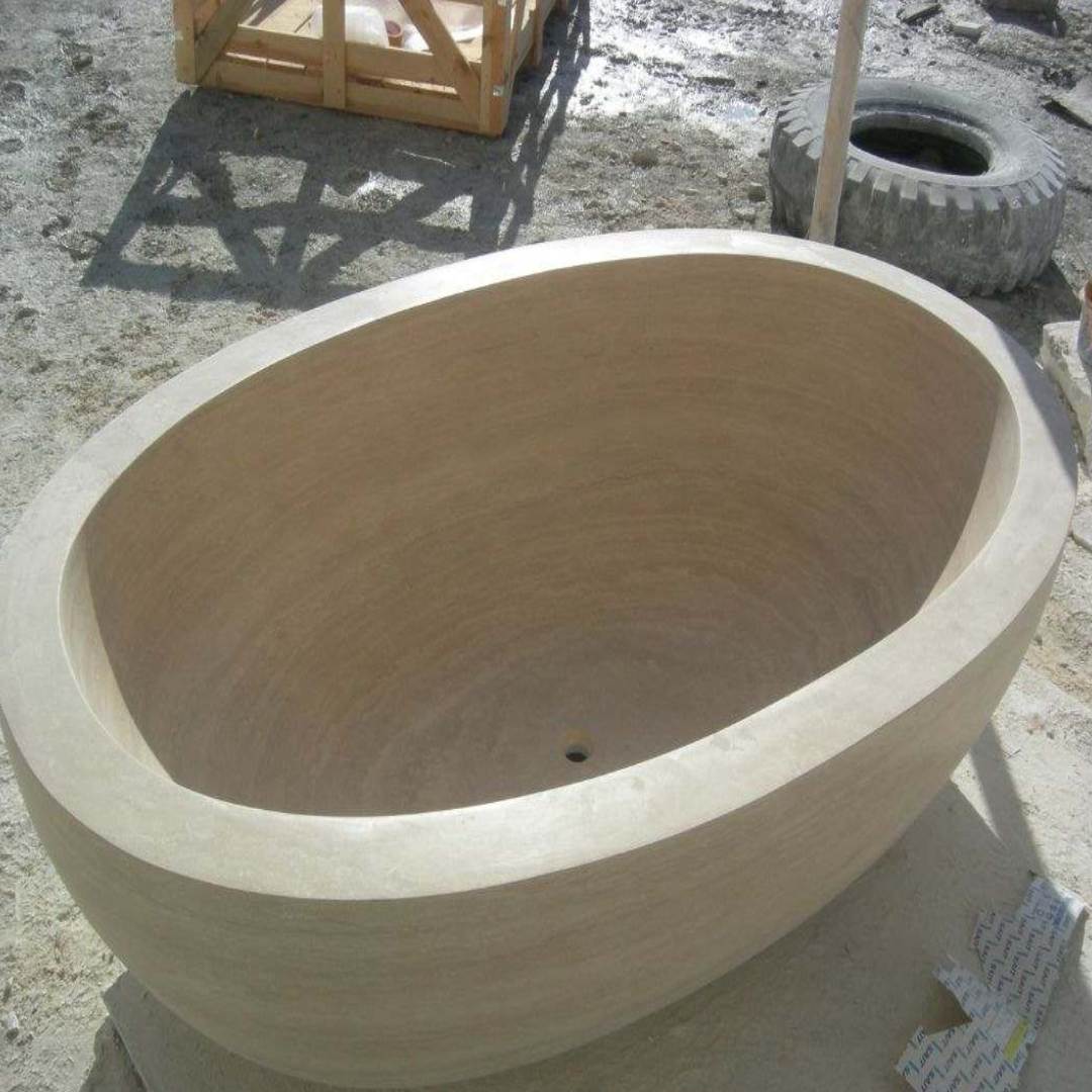 Classic Medium Travertine Bathtub Hawaii Stone Imports