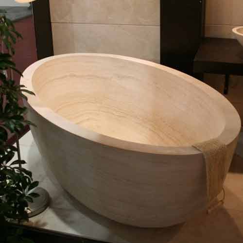 Ivory travertine Bathtub Hawaii Stone Imports