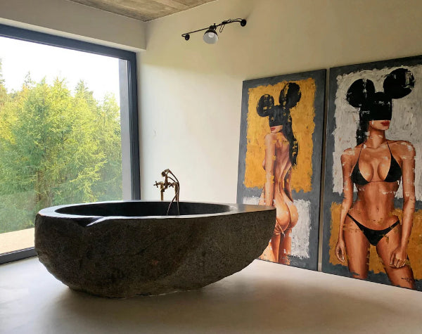 SILVERBROOK River Stone Honed/Filled interior & Natural exterior Bathtub