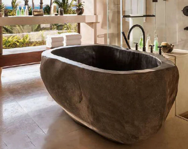 TIGRIS Basalt Honed/Filled interior & Natural exterior Bathtub