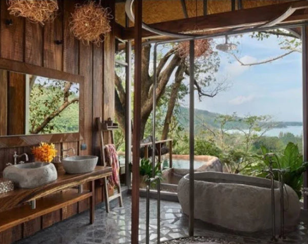 WILLOW CREEK River Stone Honed/Filled interior & Natural exterior Bathtub