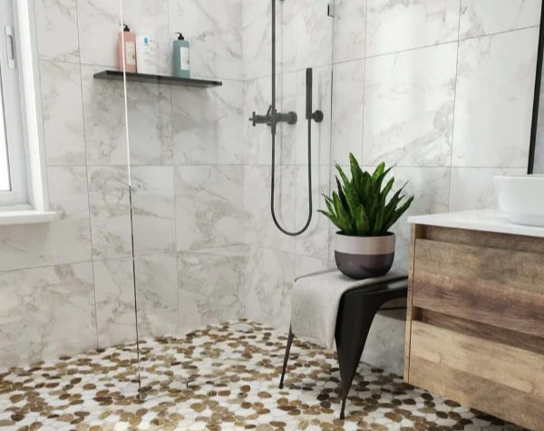 Beige & Tan Marble Mix Cobbles Mosaic Hawaii Stone Imports