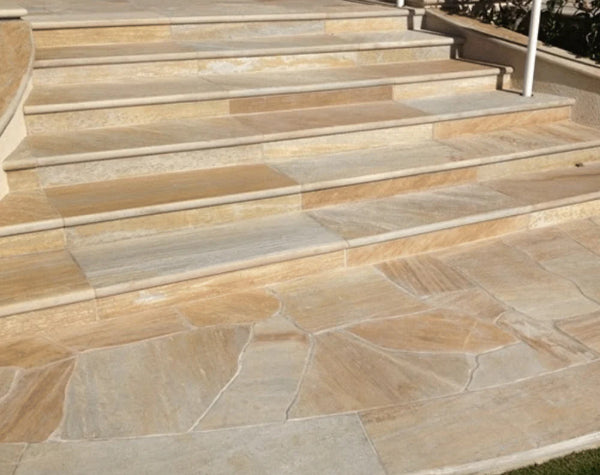 Daffodil Yellow Quartzite Split-Face Random Edge Paver Flagstone Hawaii Stone Imports