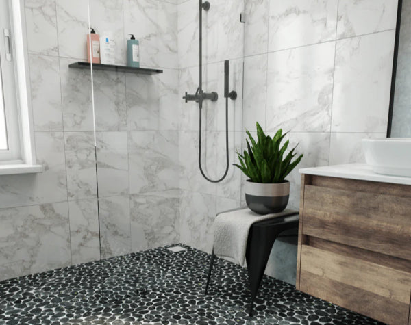 Medan Charcoal Level Pebble Mosaic Hawaii Stone Imports