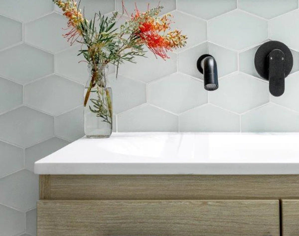 Pure Silk Glass Essentials Elongated Hex Mosaic Hawaii Stone Imports
