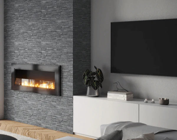 Living Room | Charcoal Glint Marble Mini Split Corner Wall Veneer