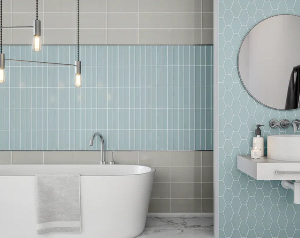 Bathroom | Oceania Glass Elongated Hex Tile