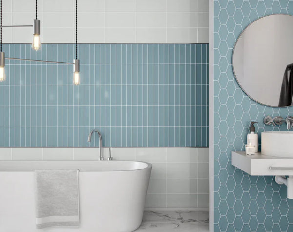 Bathroom | Stratos Glass Elongated Hex Tile