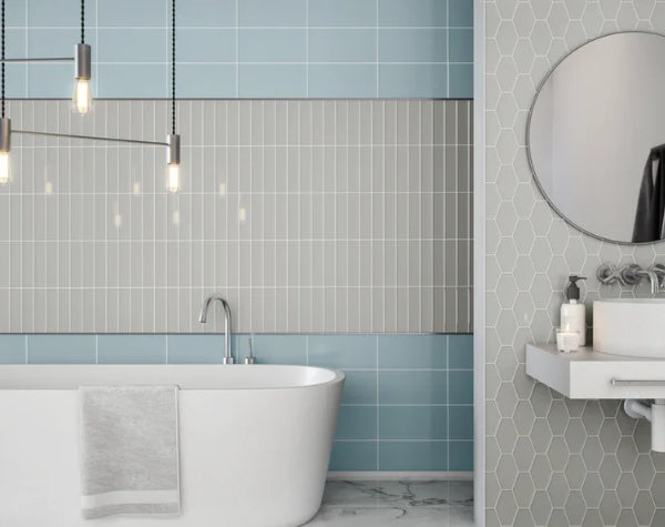Bathroom | Tule Glass Essentials Elongated Hex Mosaic