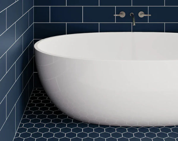 Bathroom | Midnight Glass Essentials 3" Hex Tile