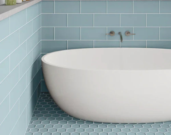 Bathroom | Oceania Glass Essentials 3" Hex Tile
