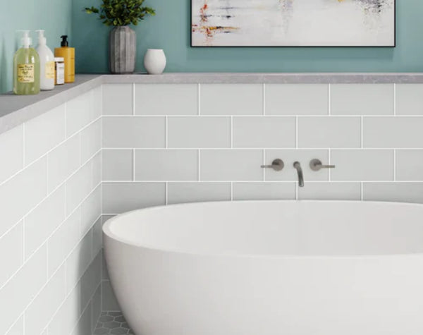 Bathroom | Pure Silk Glass Essentials 3" Hex Tile