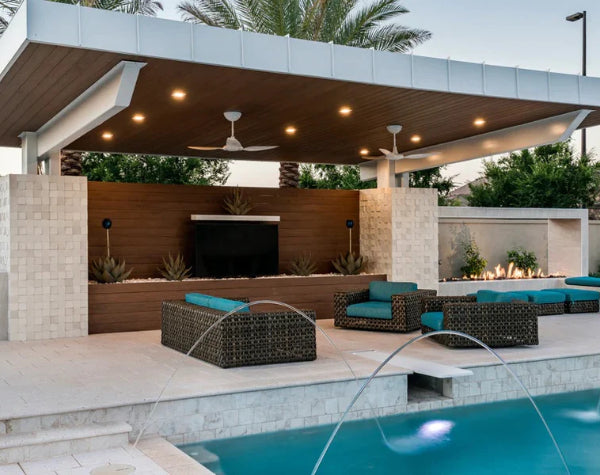 White Fossil Limestone V Squares Cladding Hawaii Stone Imports