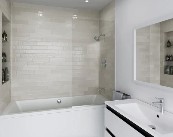 Bathroom | Ash White Ceramic Nomad 12x3.5 Tile