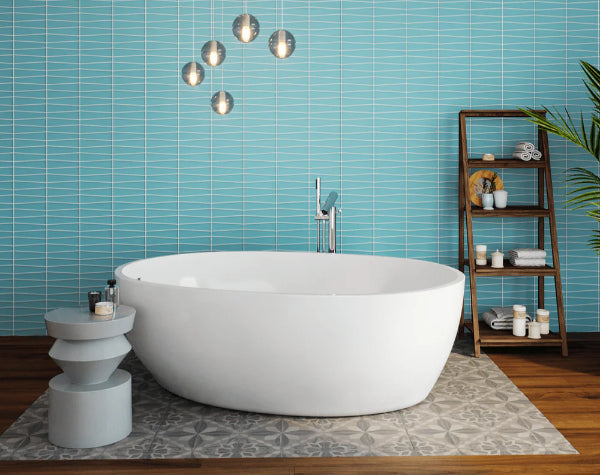 Bathroom | Azure Glass Waveline Mosaic
