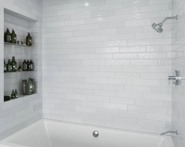 Bathroom | Just White Ceramic Nomad 12x3.5 Tile