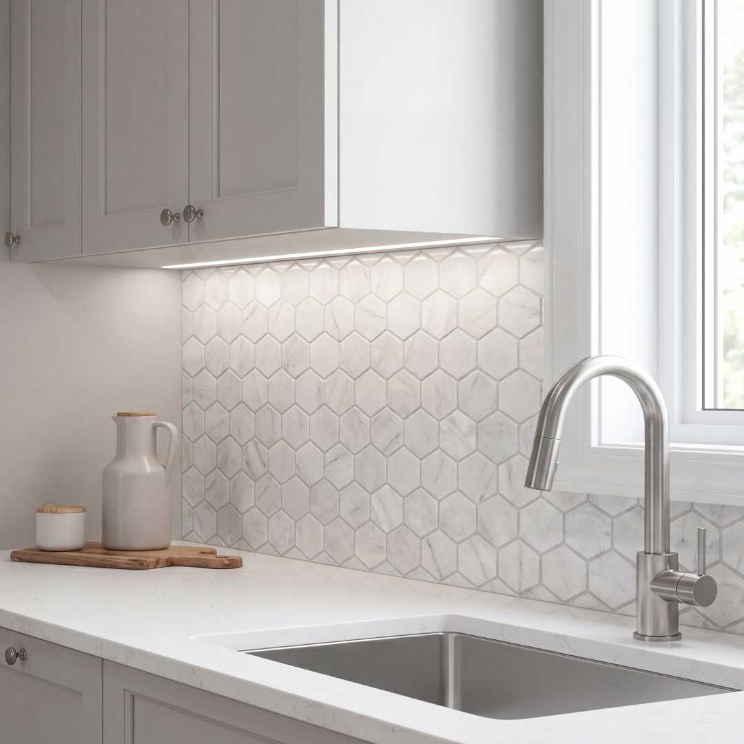 GLACIER WHITE, HEXAGON 4" - Havai'iano