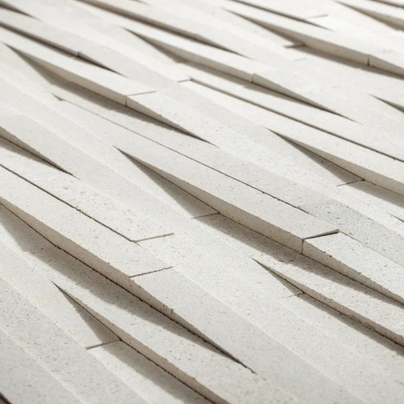 Living Room White Fossil Limestone Rustic II Cladding