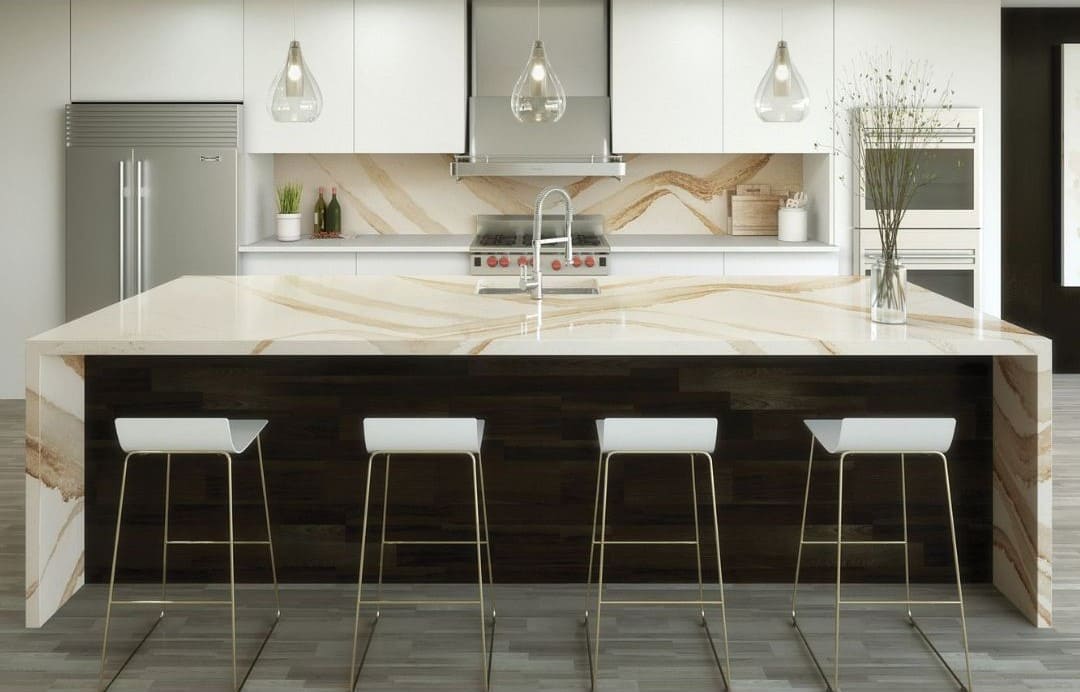 Brittanicca Gold Warm Cambria Quartz Slab Hawaii Stone Imports