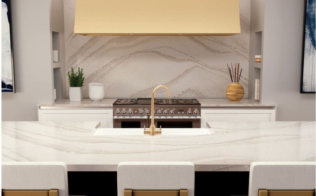 Brittanicca Warm Cambria Quartz Slab Hawaii Stone Imports