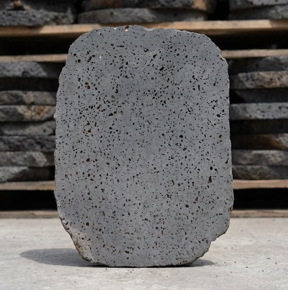 PUKA LAVA GREY - SUEDE OVAL RANDOM EDGE, Basalt SUEDE - 24" x 16" x 1 1/2" Paver (2.66 SF/PC)