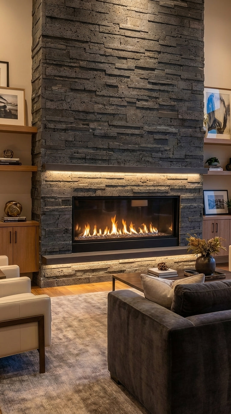 PUKA LAVA GREY Honed Ledger Wall Veneer