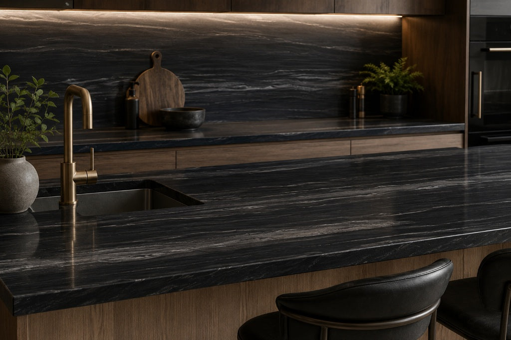BLACK SANDALUS Quartzite Leather Slab