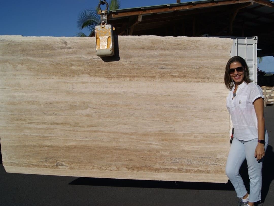 Machu Picchu Light Travertine Slab Hawaii Stone Imports