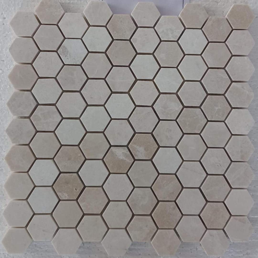BEIGE Hexagon Mini Honed Mosaic