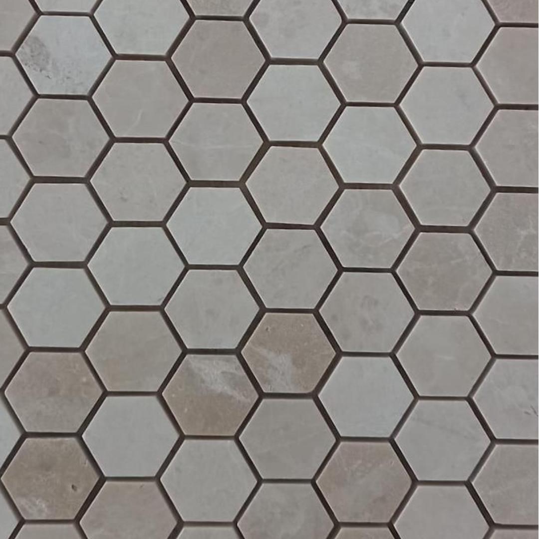 BEIGE Hexagon Mini Honed Mosaic